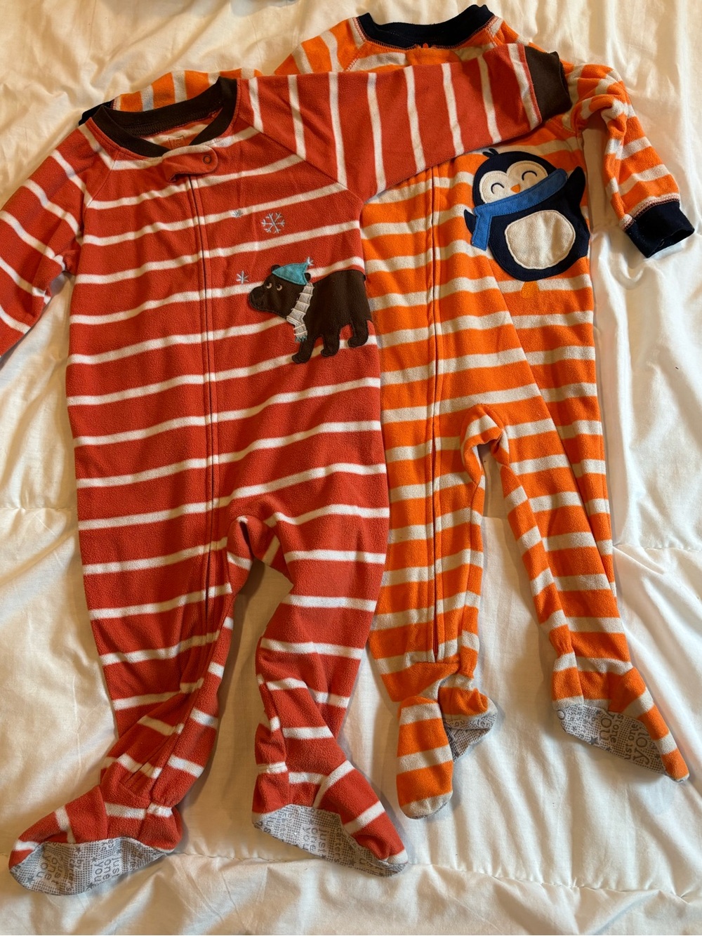 Set of 2 Carter's Striped Footed Onesie Pajamas